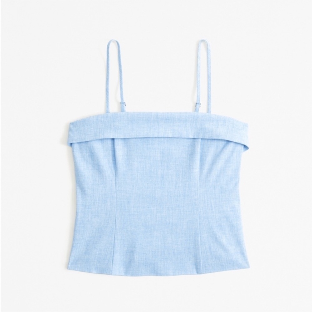 NWT - Abercrombie & Fitch medium blue tailored linen strapless top